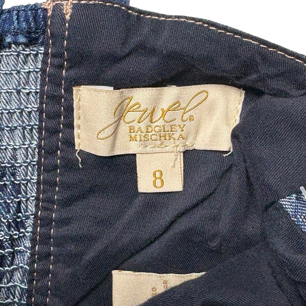 NWT Jewel Badgley Mischka Rose Print High Low Denim Dress Size 8 Dark Blue - Picture 12 of 15